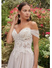 Detachable Straps Beaded Ivory Lace Tulle Wedding Dress